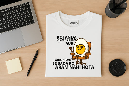 Sarvivl 100% Premium Cotton T-Shirt – “Koi Anda Chota Nahi Hota” Black Edition