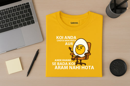 Sarvivl 100% Premium Cotton T-Shirt – “Koi Anda Chota Nahi Hota” White Edition